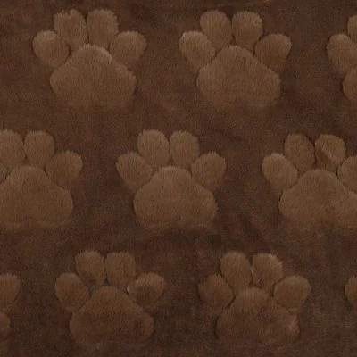Tissu Fausse fourrure Misha patoune uni Brun chocolat - Par 10 cm