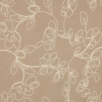 Tissu Double gaze blanc Ecloria sur fond Beige - Par 10 cm