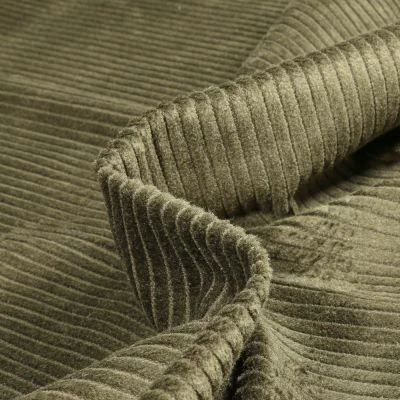 Tissu Velours Grosses côtes Vert kaki - Par 10 cm