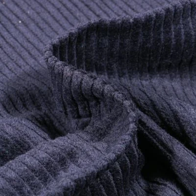 Tissu Velours Grosses côtes Bleu denim - Par 10 cm