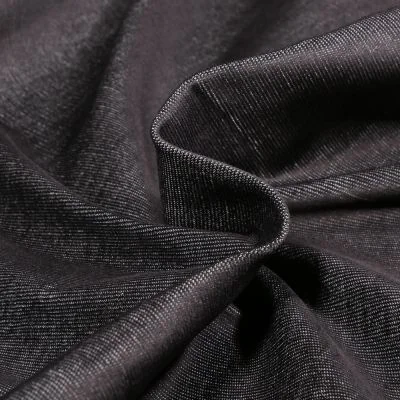 Tissu Chambray extensible uni Noir - Par 10 cm