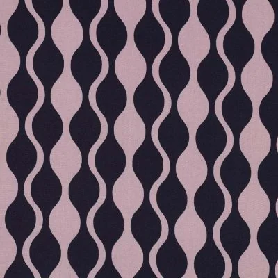 Tissu EcoVero Viscose Wavy sur fond Noir - Par 10 cm