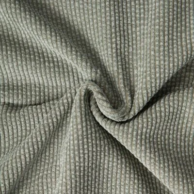 Tissu Velours Côtelé envers Doudou Cosy uni Vert kaki clair - Par 10 cm