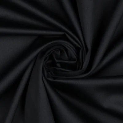 Tissu Satin de Coton uni Noir - Par 10 cm