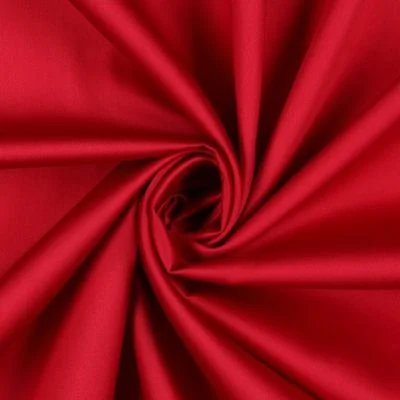 Tissu Satin de Coton uni Rouge - Par 10 cm