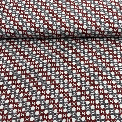 Tissu Viscose Lettra A sur fond Bordeaux - Par 10 cm