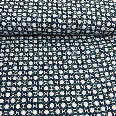 Tissu Viscose Lettra A sur fond Bleu pétrole - Par 10 cm