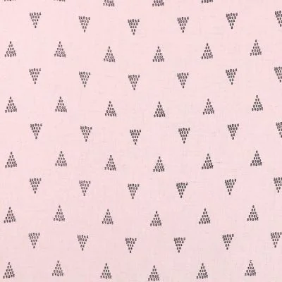 Tissu Lin Viscose léger Triangles Noirs sur fond Rose blush chiné - Par 10 cm