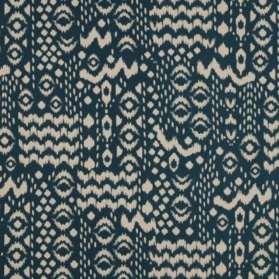Tissu Toile de Coton imprimé Ethique sur fond Bleu pétrole - Par 10 cm