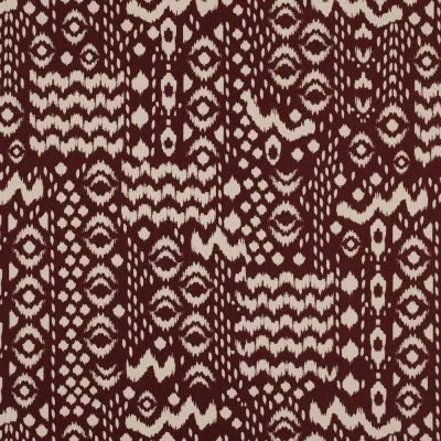 Tissu Toile de Coton imprimé Ethique sur fond Bordeaux - Par 10 cm