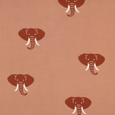 Tissu Jersey Coton Tête d&#039;élephant sur fond Saumon - Par 10 cm