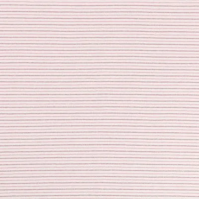 Tissu Jersey Coton Lurex Rayures roses sur fond Ecru - Par 10 cm