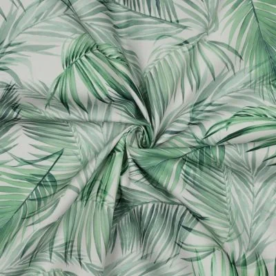Tissu Nappe imperméable digital Feuilles sur fond Blanc - Par 10 cm