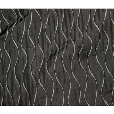 Tissu Jacquard gauffré Rayures ondulées sur fond Noir - Par 10 cm