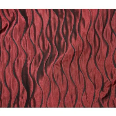 Tissu Jacquard gauffré Rayures ondulées sur fond Rouge - Par 10 cm