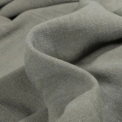 Tissu Lin lavé Viscose uni Gris - Par 10 cm