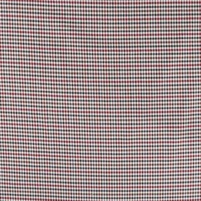 Tissu gabardine légère Petits carreaux Bordeaux et noirs sur fond Blanc cassé - Par 10 cm