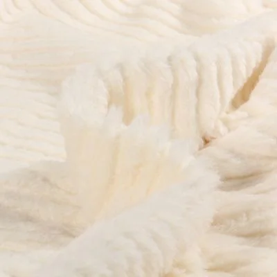 Tissu Fausse fourrure côtelé uni Blanc cassé - Par 10 cm