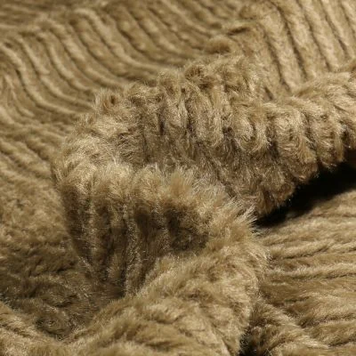 Tissu Fausse fourrure côtelé uni Vert kaki - Par 10 cm
