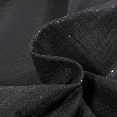 Tissu Double gaze Pailleté uni Noir - Par 10 cm