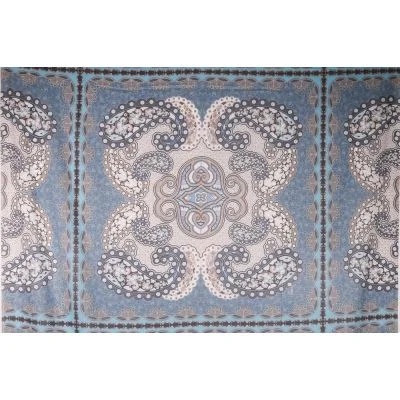 Tissu  Panneau Satin Gianni Tessuti 90x140cm arabesque sur fond Bleu