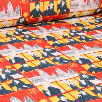 Tissu Coton imprimé sous licence Harry Potter Rouge - Par 10 cm