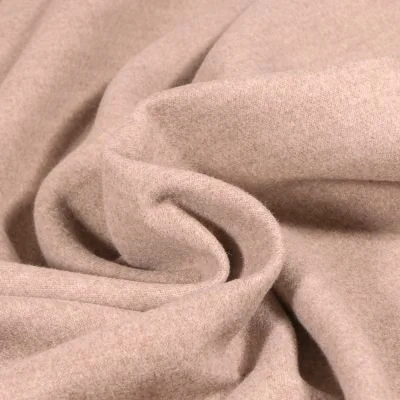 Tissu Drap de manteau uni Beige chiné - Par 10 cm