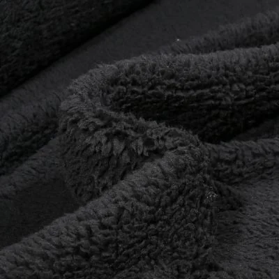  Tissu Fausse fourrure Doudou réversible uni Noir - Par 10 cm
