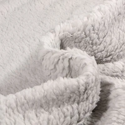  Tissu Fausse fourrure Doudou réversible uni Gris clair - Par 10 cm