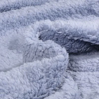  Tissu Fausse fourrure Doudou réversible uni Bleu ciel - Par 10 cm