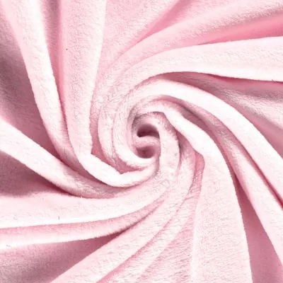 Tissu Doudou uni Rose poudré - Par 10 cm