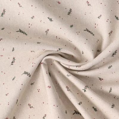 Tissu Toile de coton Honorine petites fleurs Rouge sur fond Ecru chiné - Par 10 cm