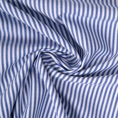 Tissu Vichy Coton rayé Bleu roi - Par 10 cm