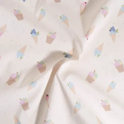 Tissu Imperméable imprimé Glaces sur fond Blanc - Par 10 cm