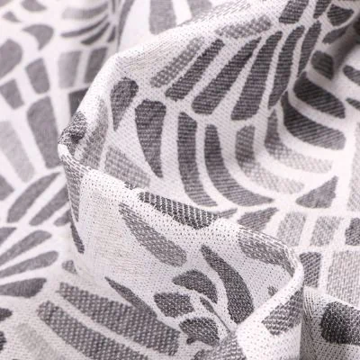 Tissu Toile jacquard Caramel sur fond Gris - Par 10 cm