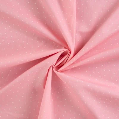 Tissu Coton imprimé Pois blancs Louis sur fond Rose - Par 10 cm