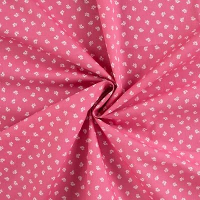 Tissu Coton imprimé Fleuris Vivi sur fond Rose - Par 10 cm