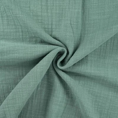 Tissu Double gaze aspect lin uni Vert amande - Par 10 cm