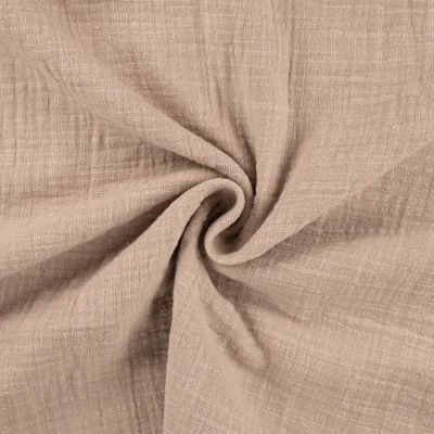 Tissu Double gaze aspect lin uni Beige - Par 10 cm