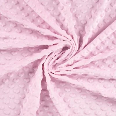 Tissu Minky Ultra doux Coeurs uni coeurs sur fond Rose - Par 10 cm