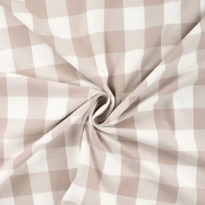 Tissu Flanelle de Coton Chemise à carreaux Beige - Par 10 cm