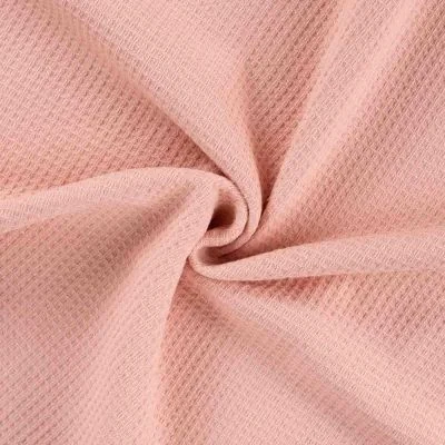 Tissu Nid d&#039;abeille envers éponge uni Bambelux Rose poudré - Par 10 cm