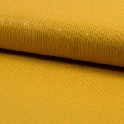 Tissu Double gaze Rayures lurex Jaune moutarde - Par 10 cm