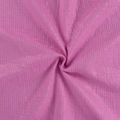 Tissu Double gaze Rayures lurex Rose fuchsia - Par 10 cm