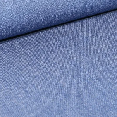 Tissu Chambray de coton uni Bleu jean - Par 10 cm