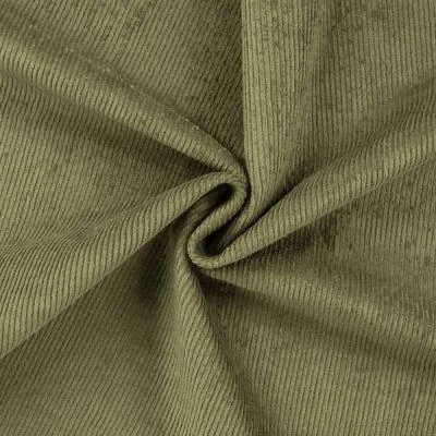 Tissu Velours côtelé stretch uni Vert kaki - Par 10 cm