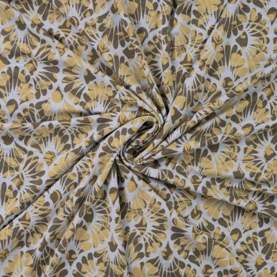 Tissu Jersey Viscose Paloma Art Déco sur fond Gris perle - Par 10 cm