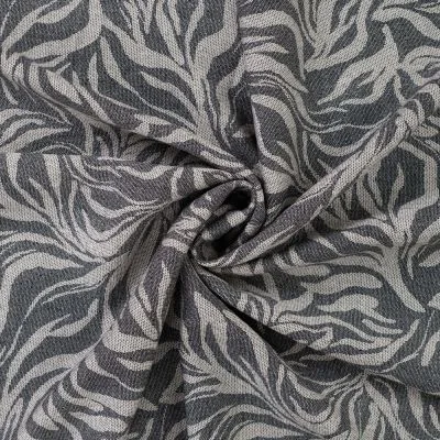Tissu Viscose texturé Feuillage Organique sur fond Gris ardoise - Par 10 cm