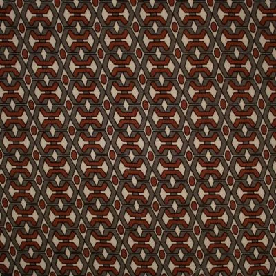 Tissu Viscose Twill Graphic Brown sur fond Beige sable - Par 10 cm