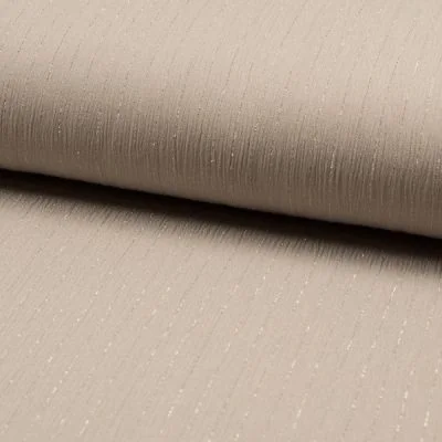 Tissu Crépon Viscose rayures lurex Beige sable - Par 10 cm